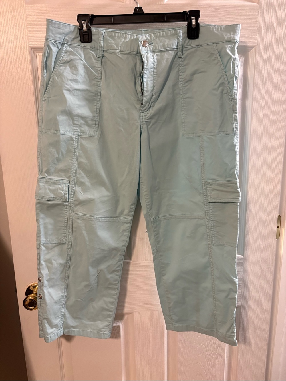 Light Aqua Women's Cargo Crop Pants
